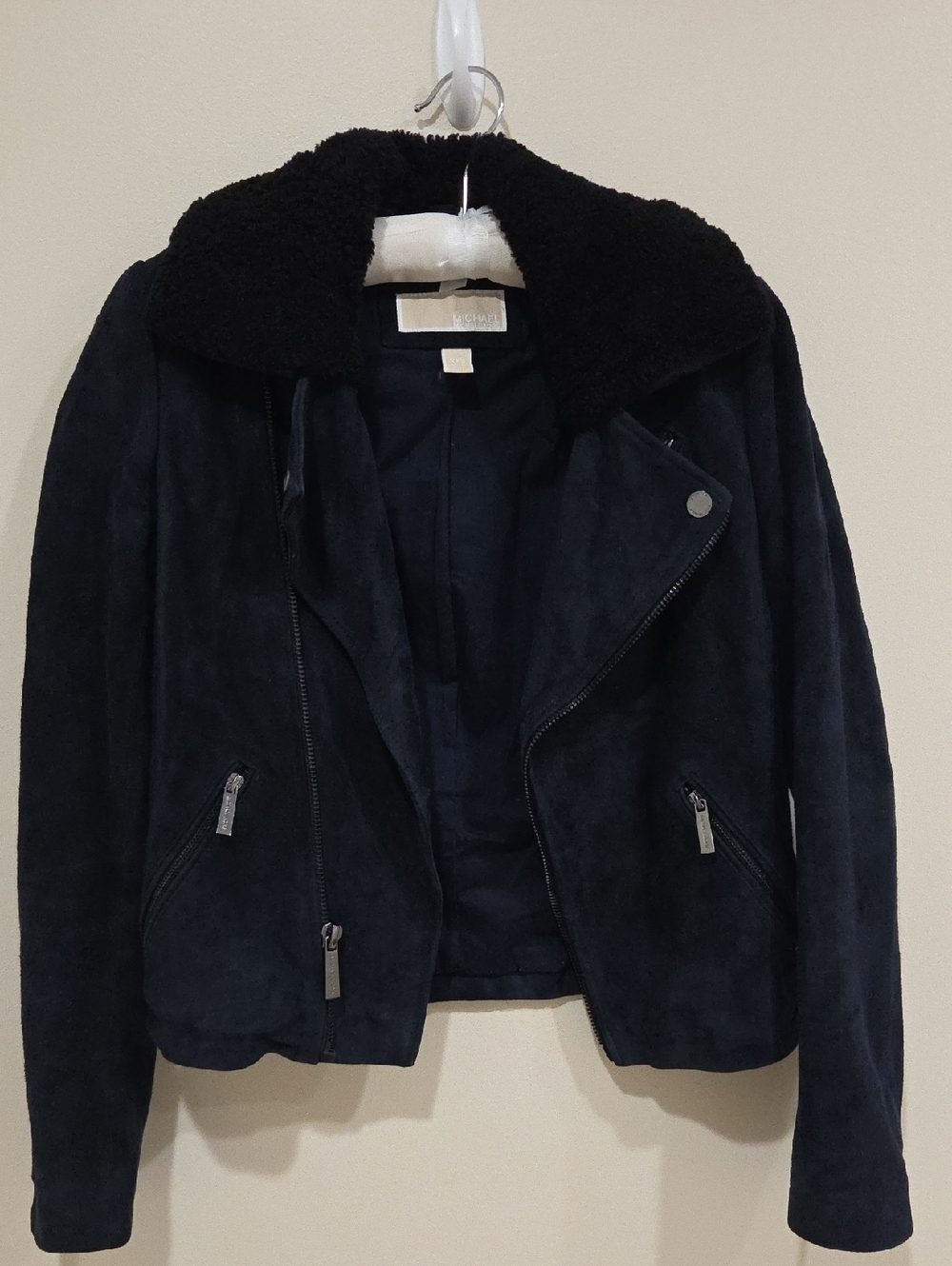 Michael Kors Black Teddy Collar Suede Jacket